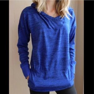 Athleta cobalt blue batwing hooded pullover